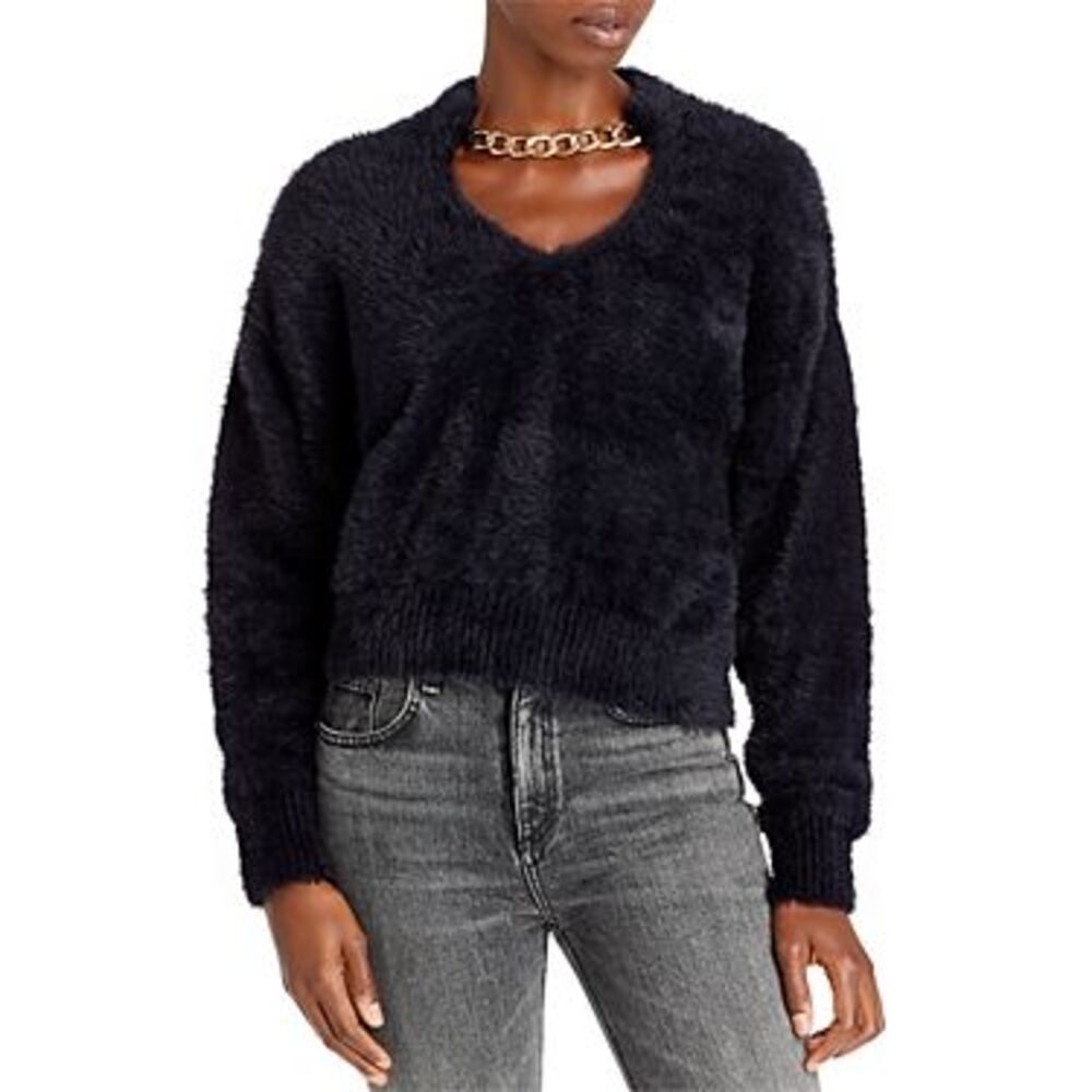 AQUA Vanessa Chain Sweater In Black XS